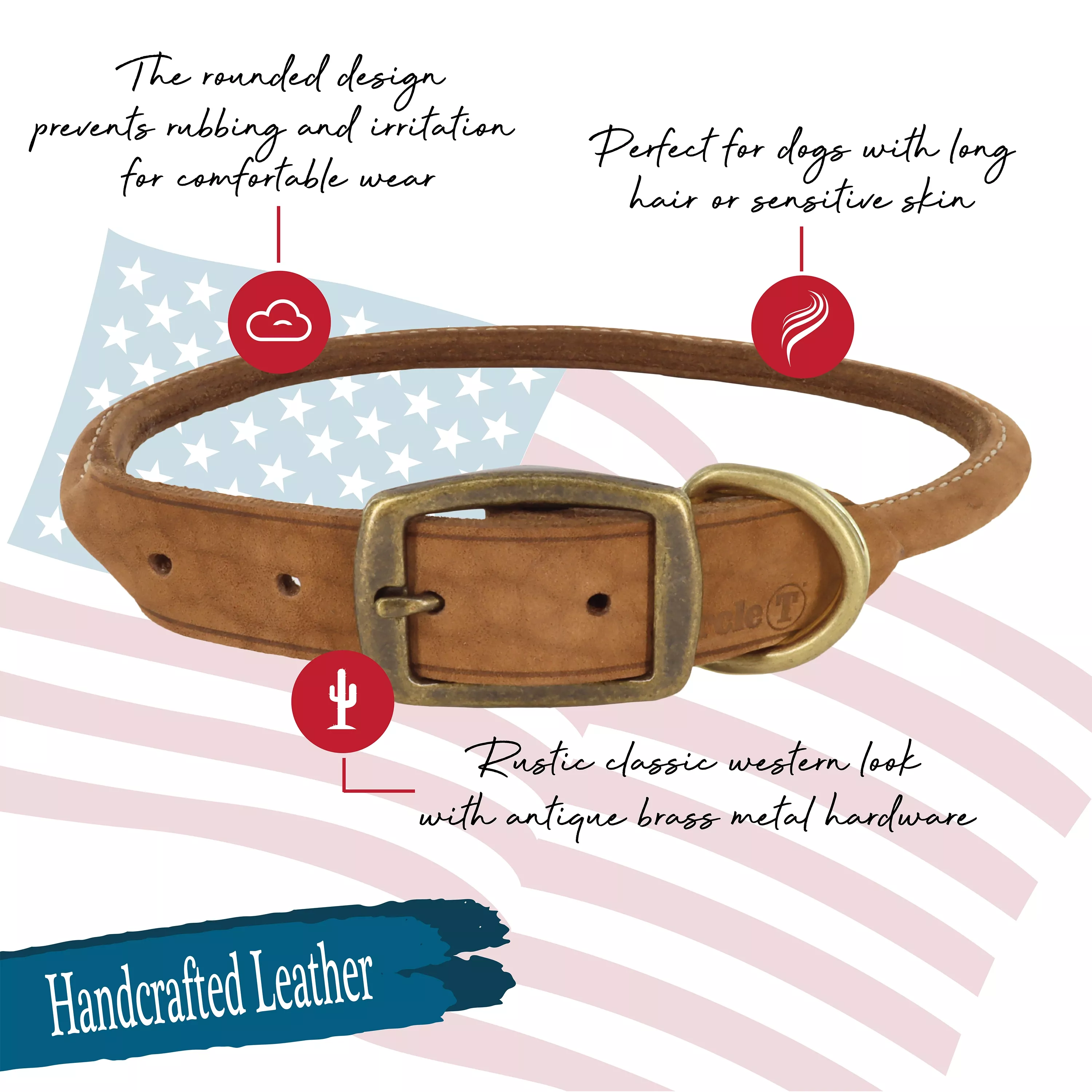 Circle T® Rustic Leather Round Dog Collar