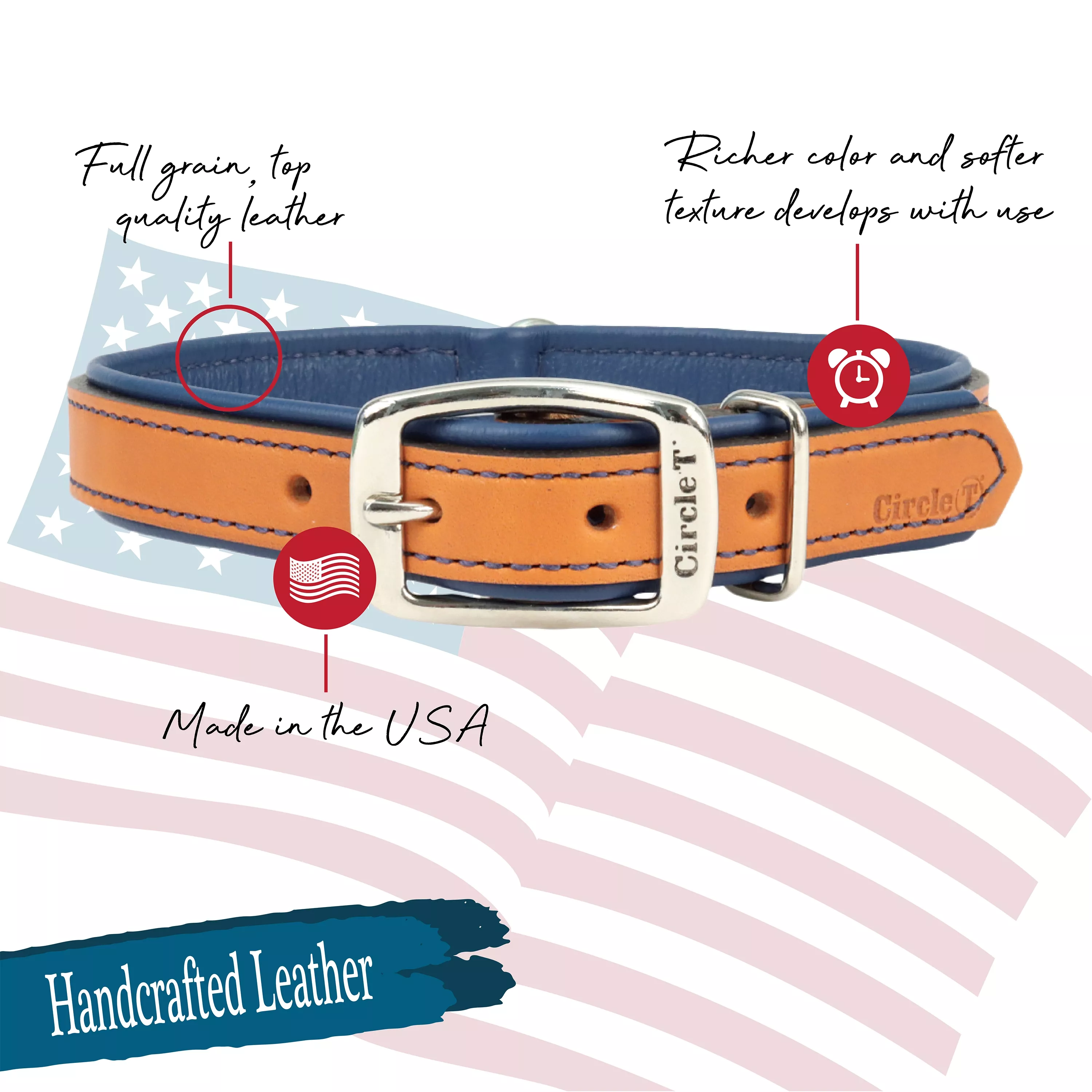 Circle T® Layered Fashion Leather Dog Collar
