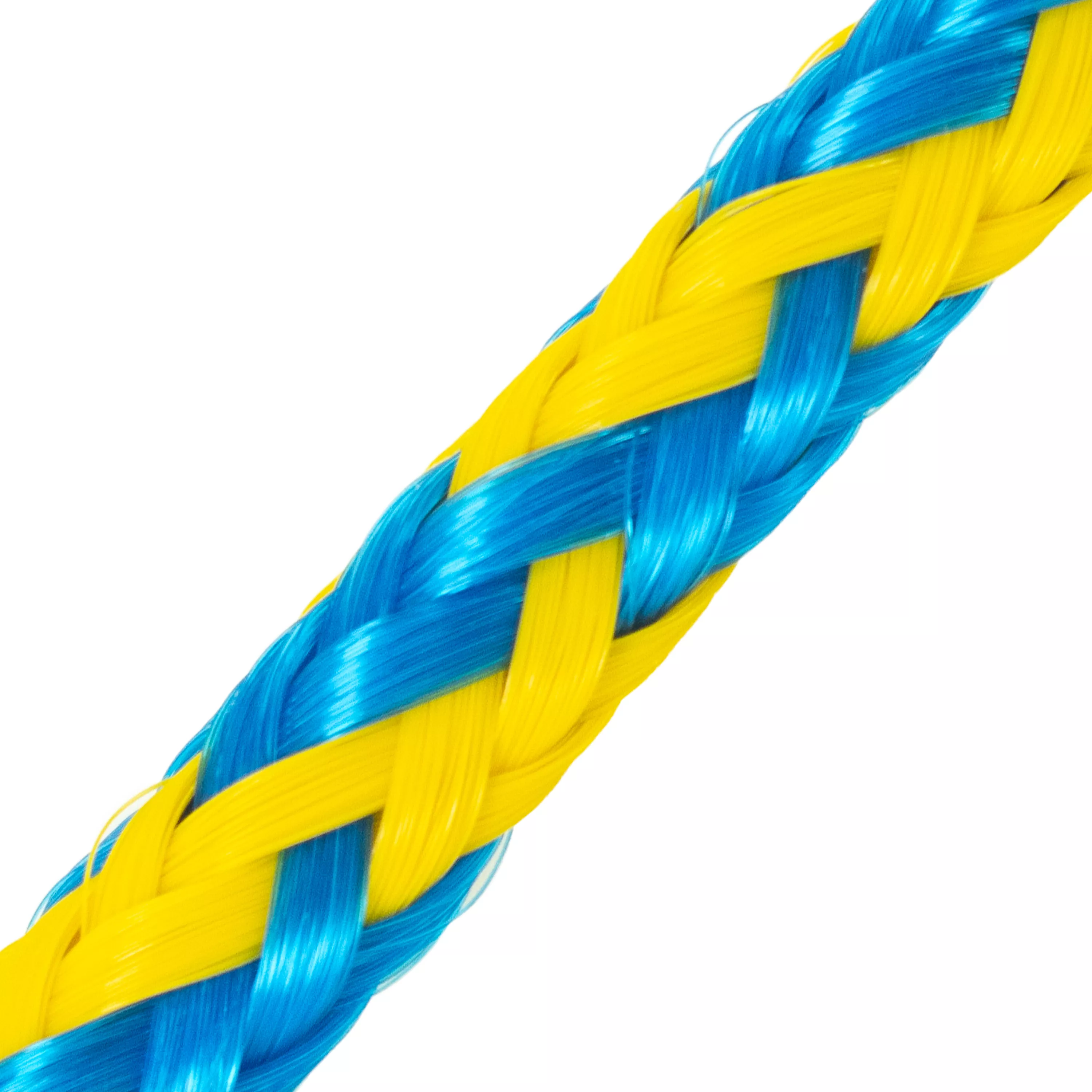 Closeup of yellow and blue rope.
