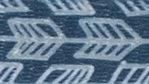 A swatch showing a close‑up of woven fabric with a gray background and repeating silver arrow shapes arranged in horizontal rows.