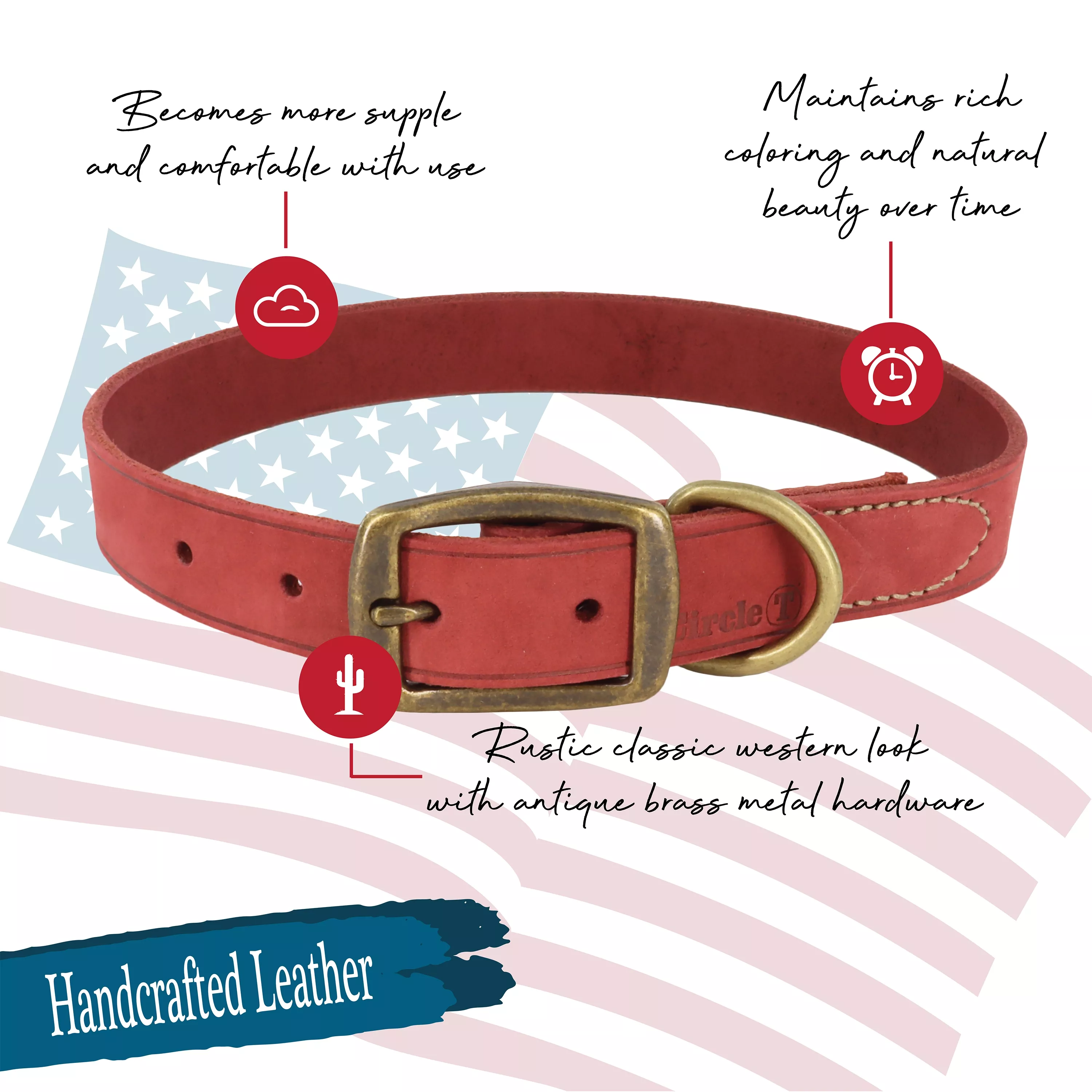 Circle T® Rustic Leather Town Dog Collar